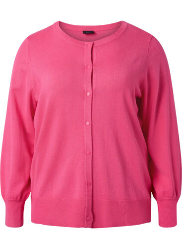 Geribd vest met knoopsluiting, Hot Pink, Packshot image number 0