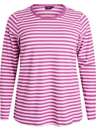Gestreepte blouse met lange mouwen, Paars
