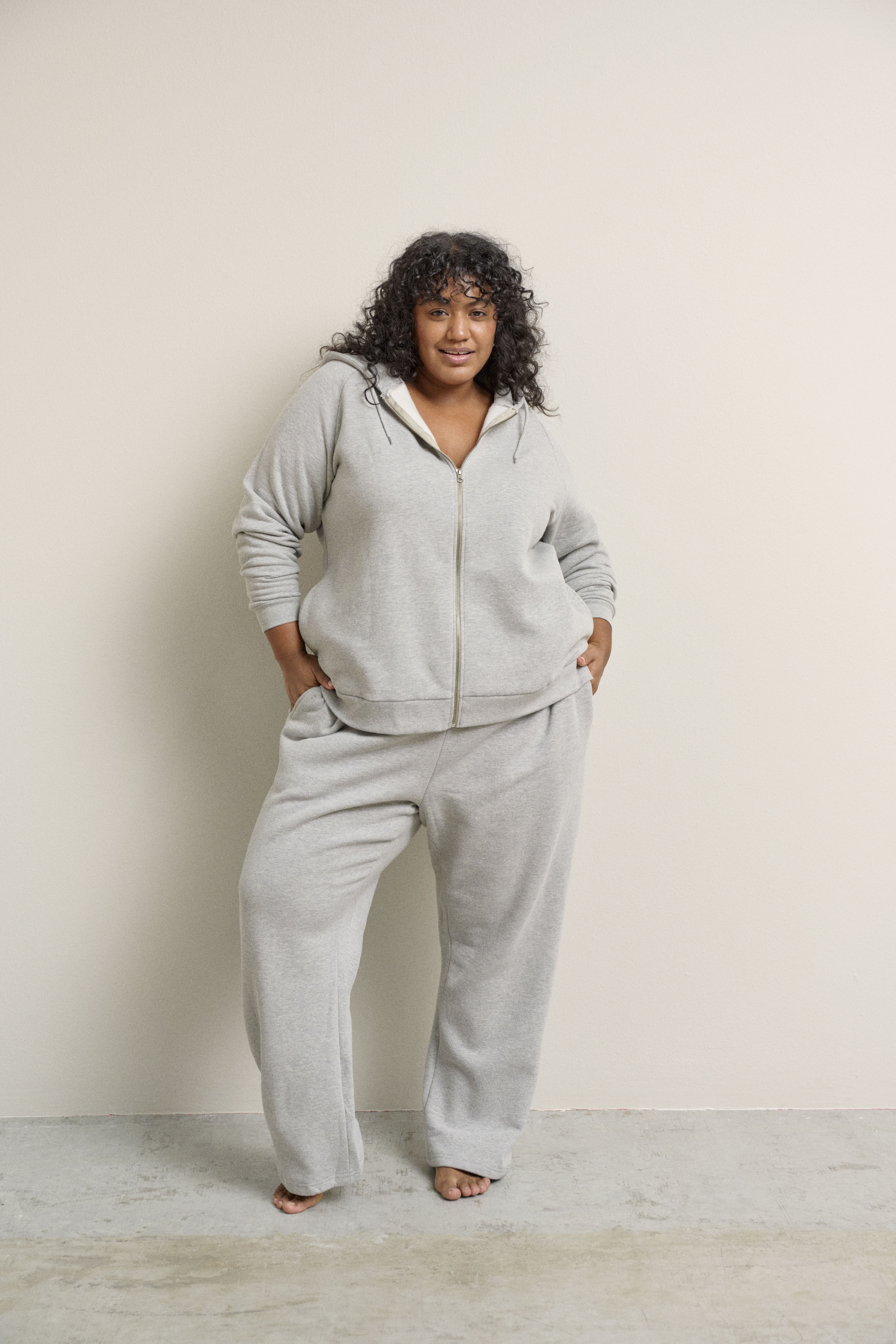 Zizzi Grijze set met hoodie, , Model