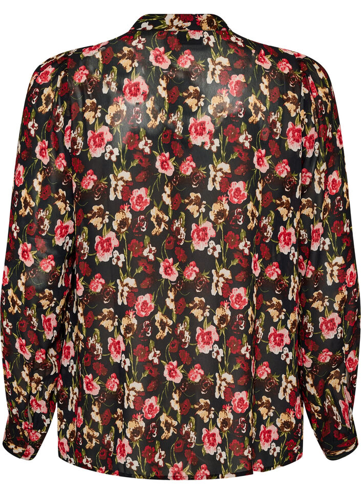 Blouse met all-overprint en korte knoopsluiting, Roze, Packshot image number 1