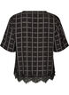 Blouse met ruitjes, kanten afwerking en ellebooglange mouwen, Zwart, Packshot image number 1