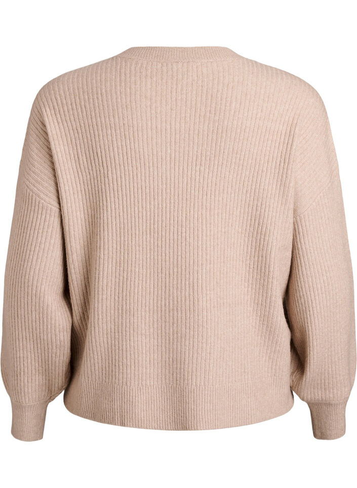 Vest van ribtricot met knopen, Beige, Packshot image number 1
