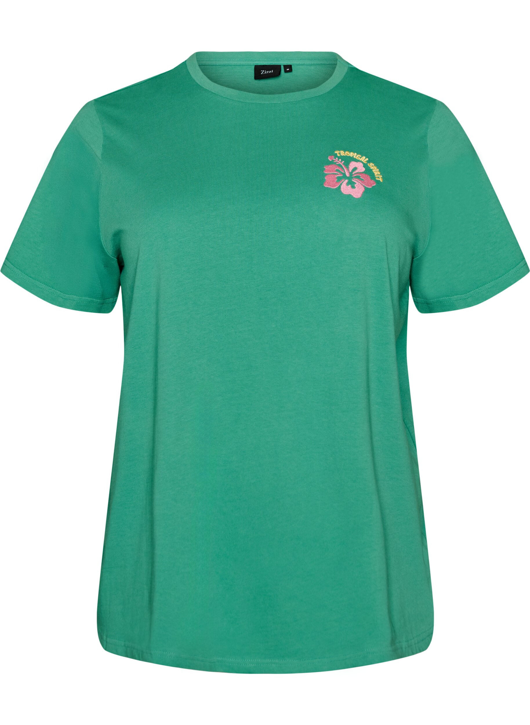 ZizziT-shirt van biologisch katoen met print op de rug, Groen, Packshot image number 0