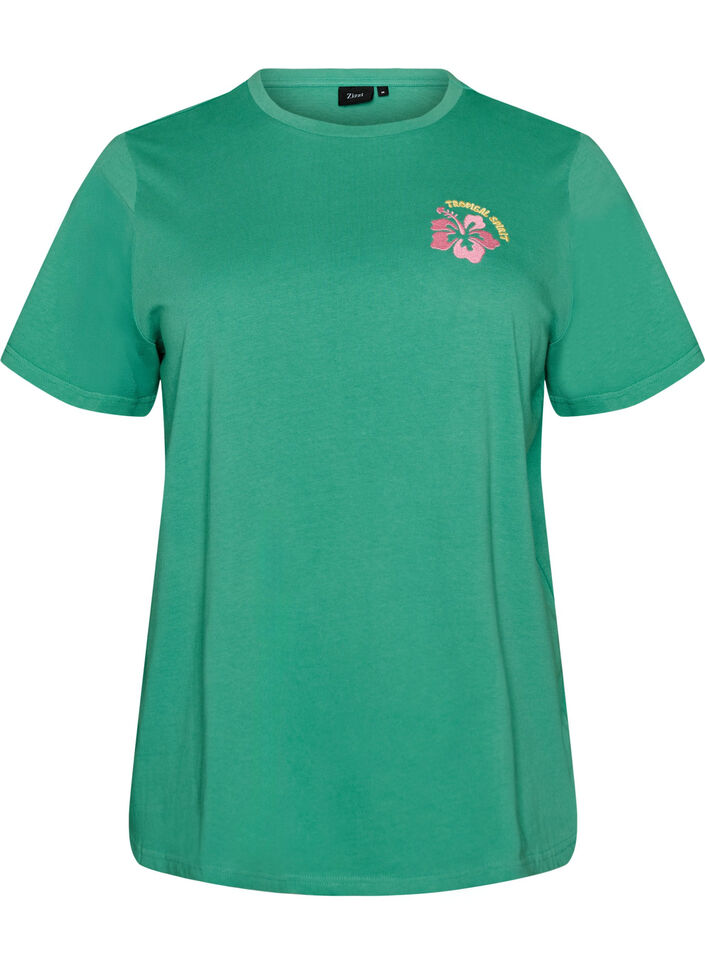 T-shirt van biologisch katoen met print op de rug, Groen, Packshot image number 0