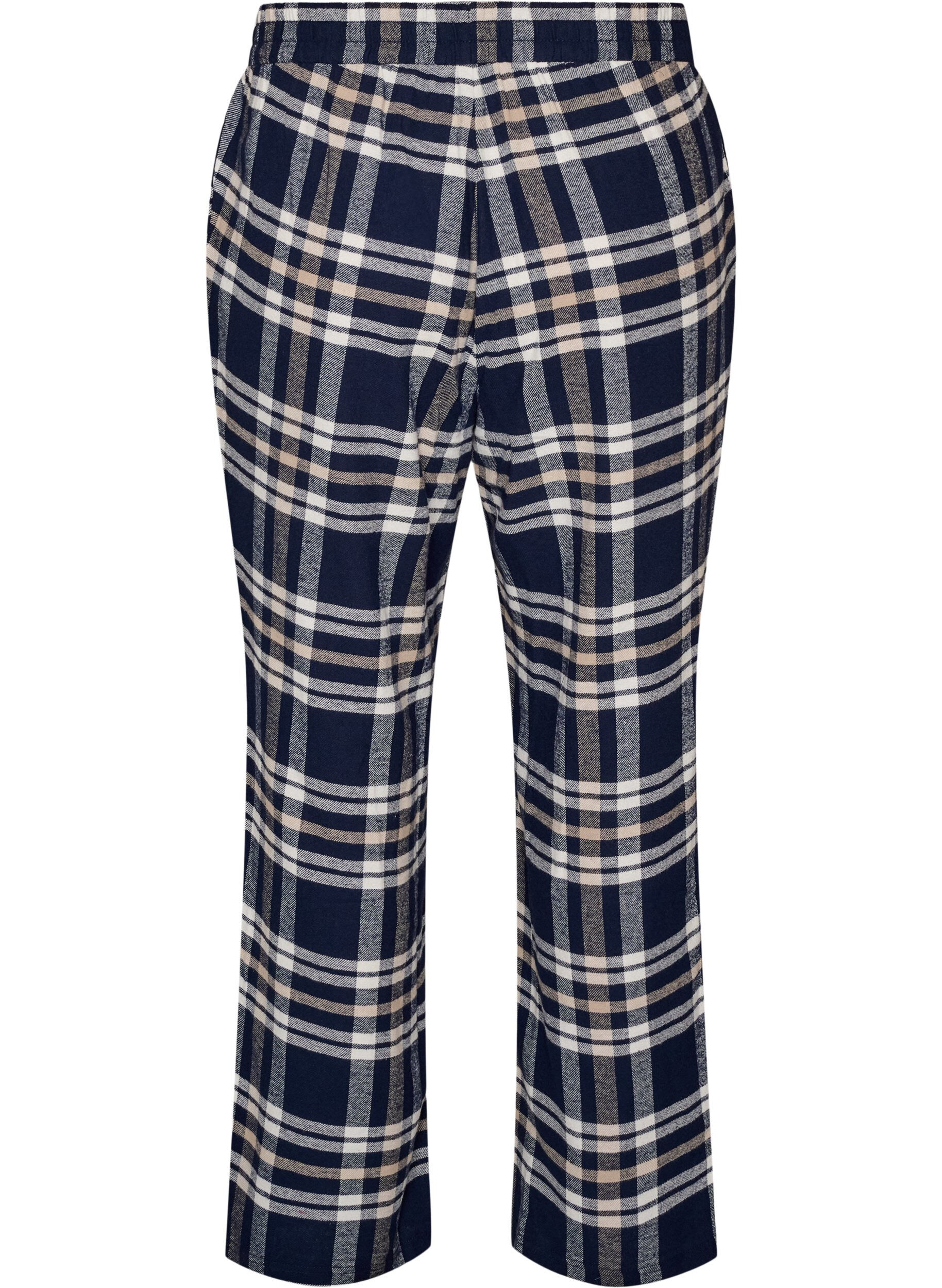 ZizziGeruite katoenen pyjamabroek, Blauw, Packshot image number 1