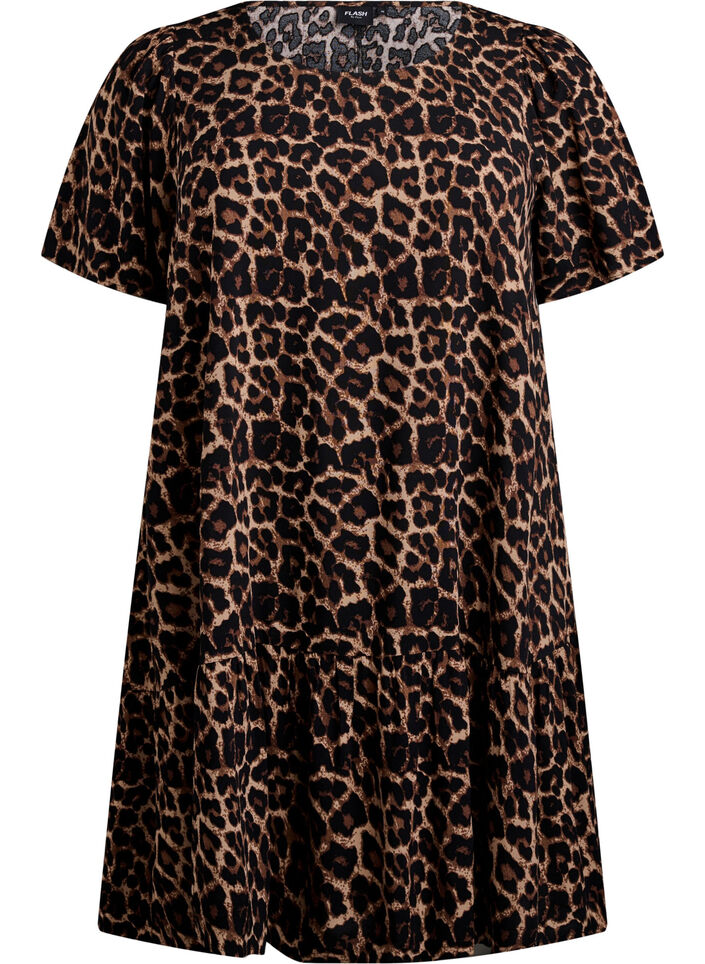 FLASH - Jurk van viscose met coupenaad, Bruin, Packshot image number 0