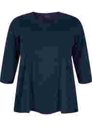 Basic katoenen t-shirt met 3/4 mouwen, Navy Blazer