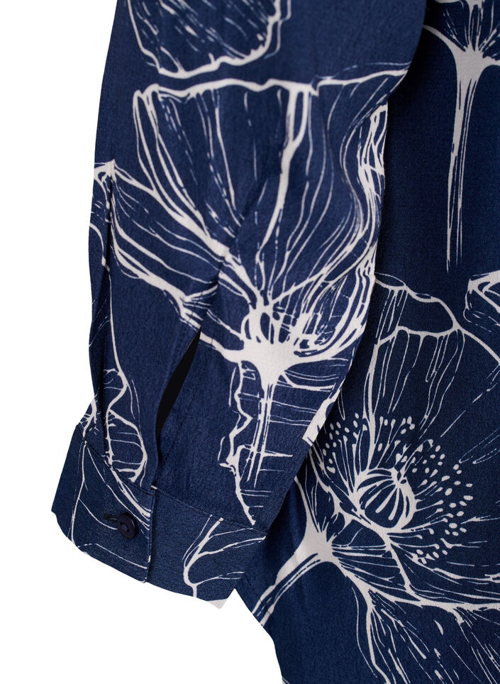 Viscose overhemd met bloemenprint en lange mouwen, Navy B./Big Fl.AOP, Packshot image number 3