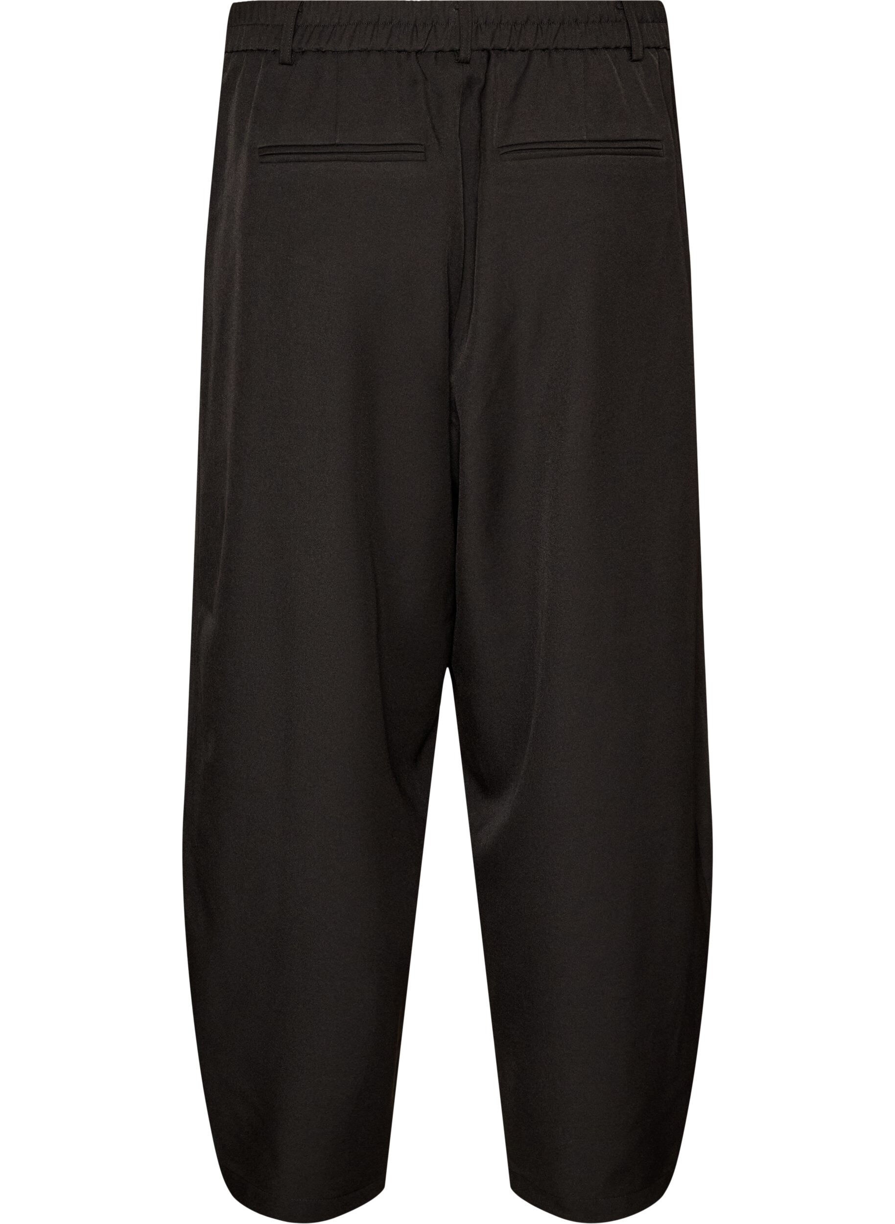 ZizziBroek met hoge taille en barrel fit, Zwart, Packshot image number 1