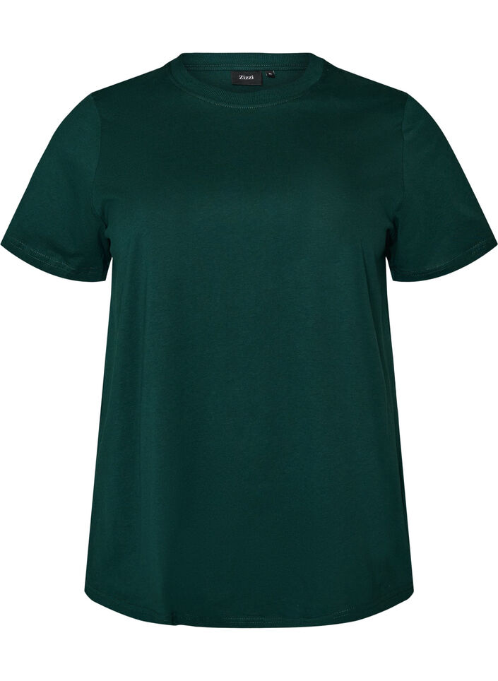 Basic katoenen T-shirt met ronde hals, Groen, Packshot image number 0