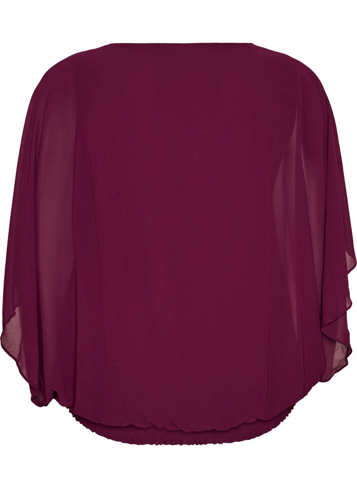 Chiffon blouse met balloneffect, Paars, Packshot image number 1