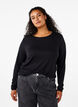 Blouse met lange mouwen van wol en viscose, Zwart, Model image number 0
