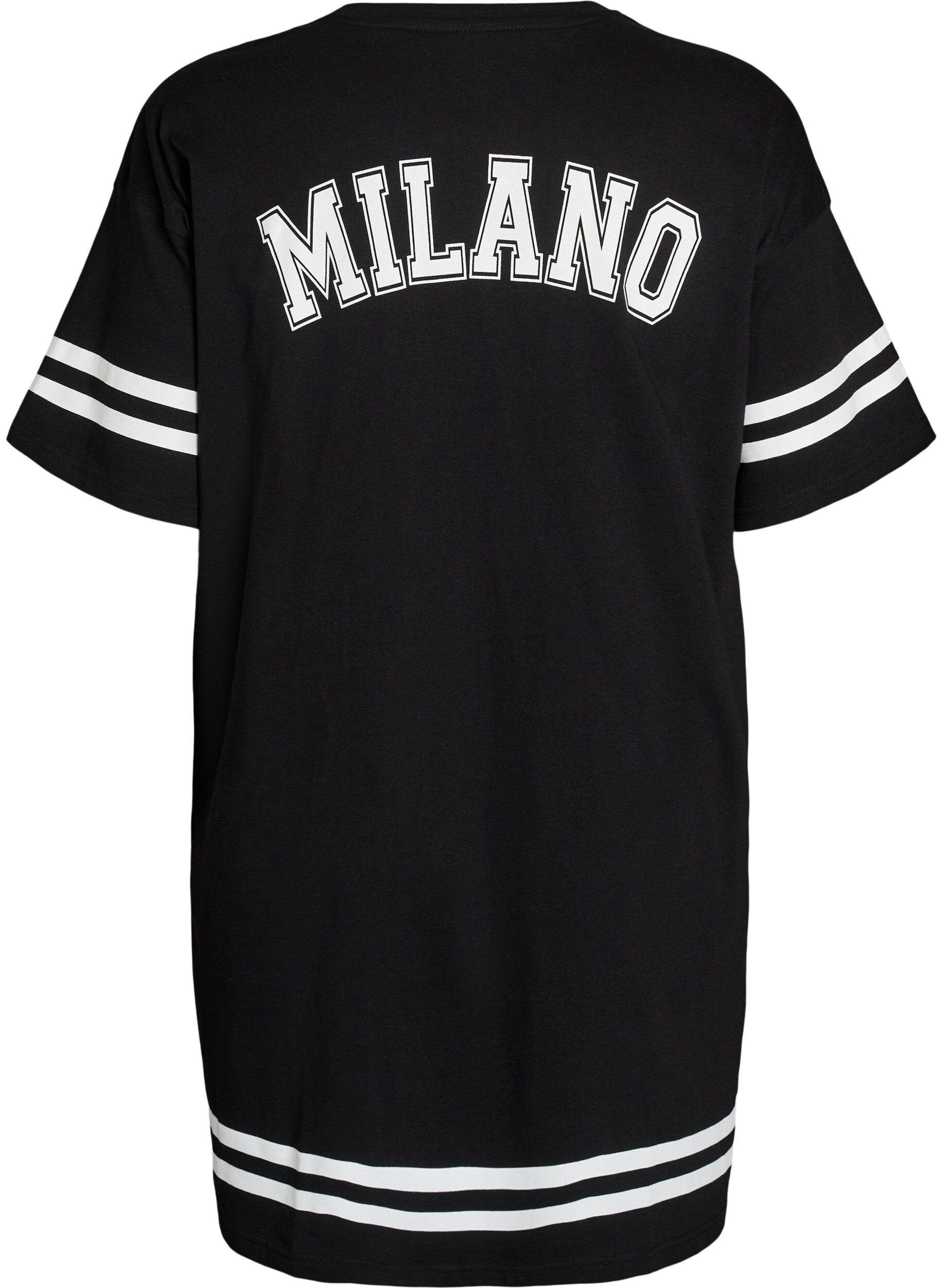 Zizzi Kort T-shirtjurkje met sportieve details, Zwart, Packshot image number 1