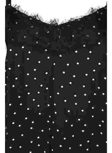 Viscose pyjama top met stippen en kant, Angora Dot, Packshot image number 2