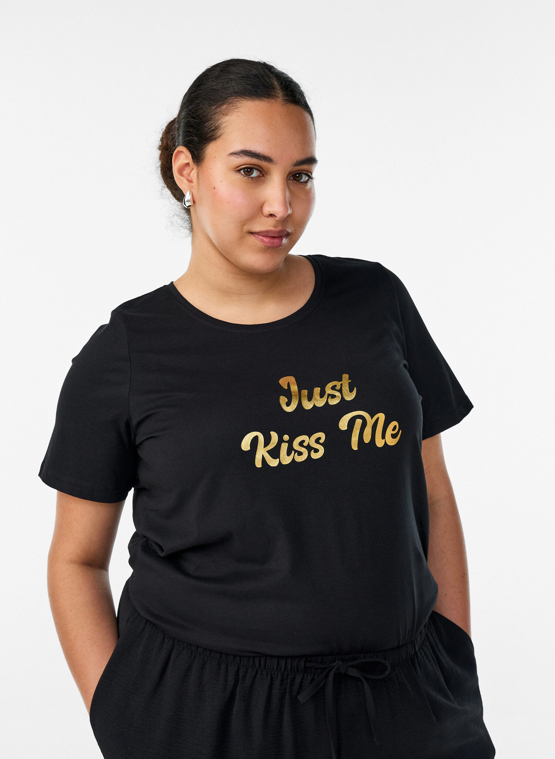 ZizziT-shirt met motief, Zwart, Model image number 0