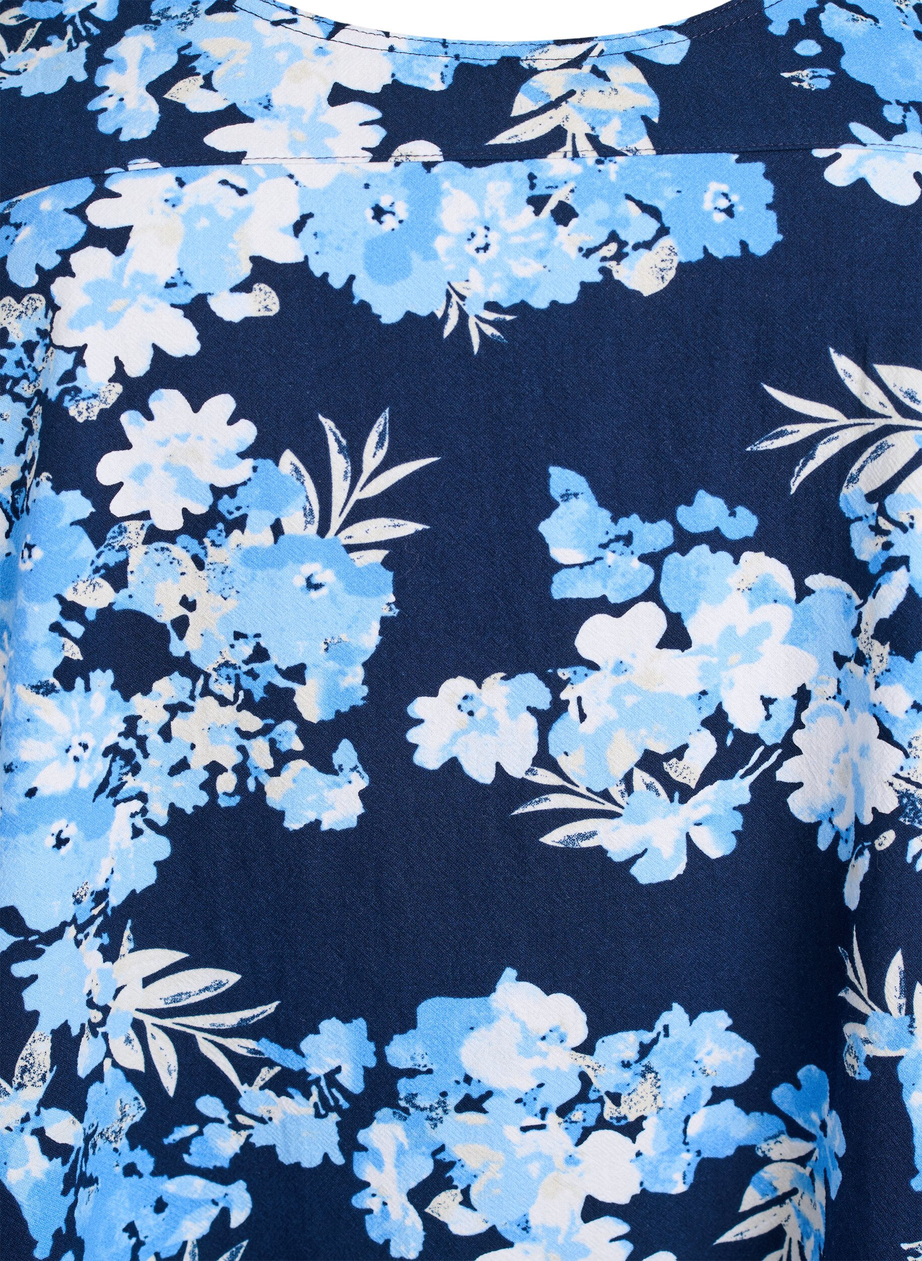 Zizzi Katoenen jurk met korte mouwen en print, Blauw, Packshot image number 2