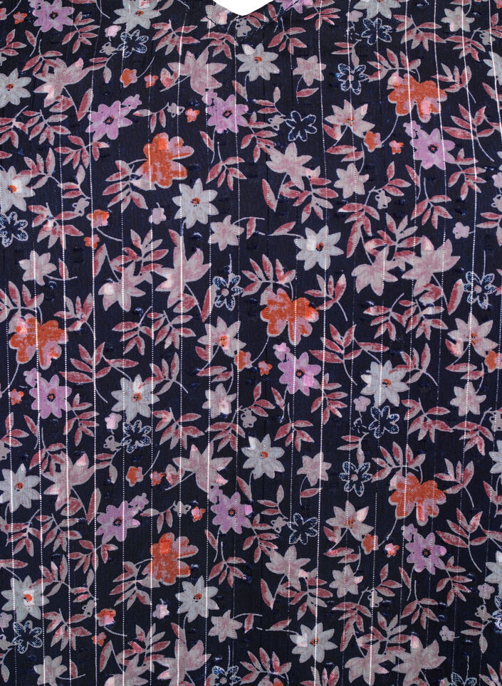 Blouse met bloemenprint en glitterdraad, Blauw, Packshot image number 2