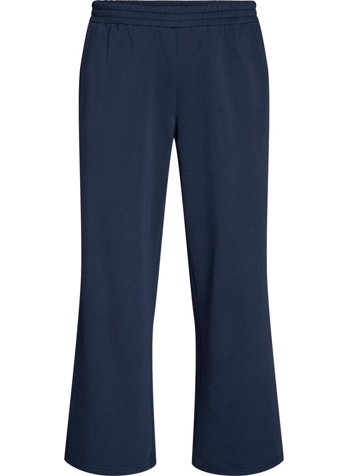 Sweatpants met hoge taille en wijde pijpen, Blauw, Packshot image number 0