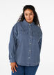 Gestreept denim overhemd met borstzakken, Blue Denim Stripe, Model image number 0