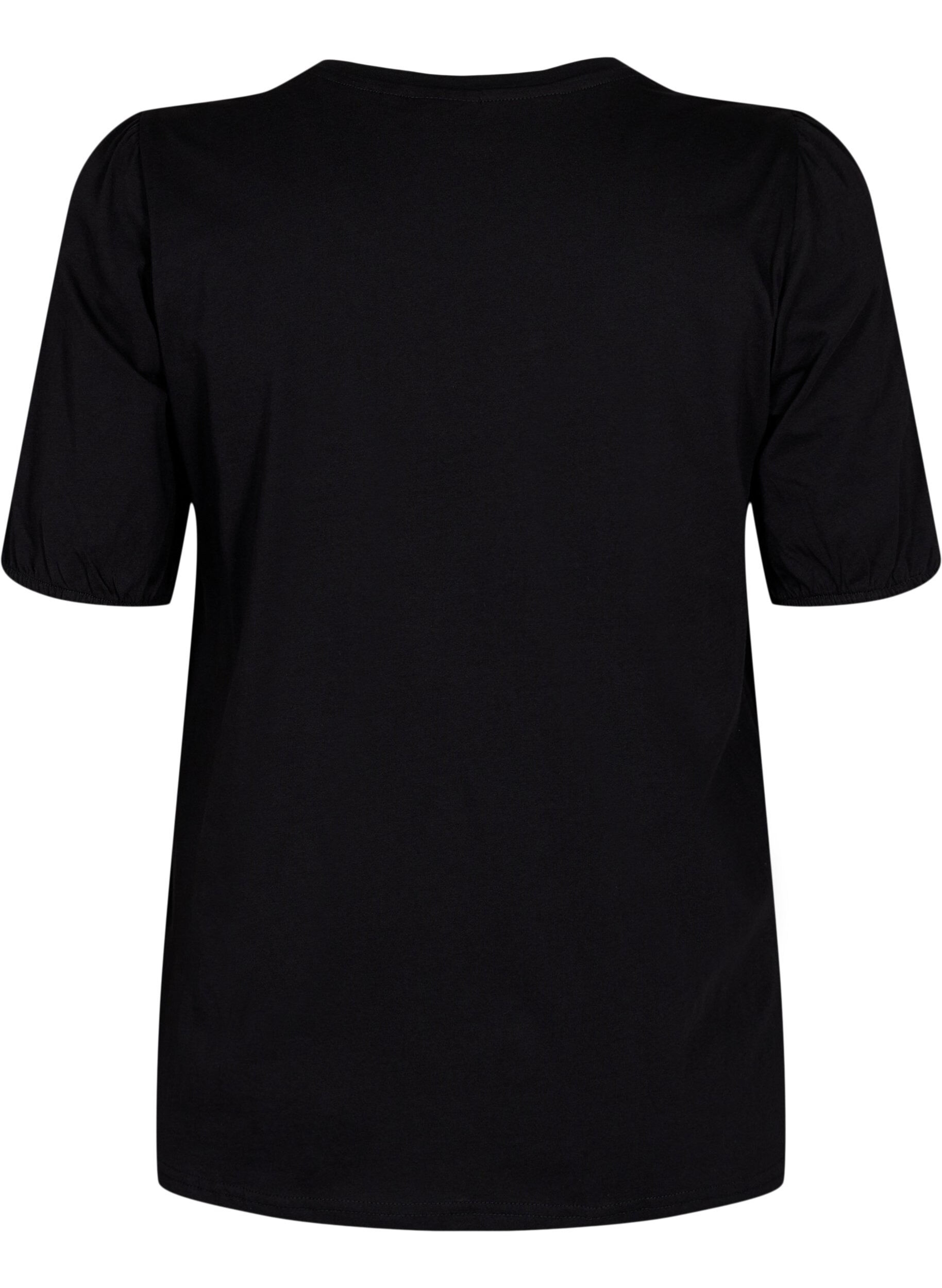 Zizzi Katoenen t-shirt met 2/4 mouwen, Black, Packshot image number 1
