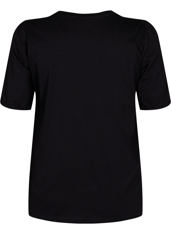 Katoenen t-shirt met 2/4 mouwen, Black, Packshot image number 1