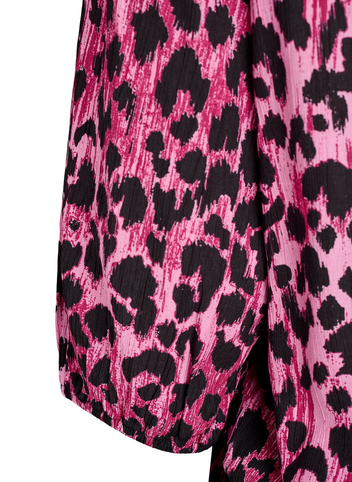 Viscose blouse met 3/4 mouwen en balloneffect, Roze, Packshot image number 3