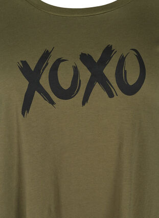 Katoenen t-shirt met korte mouwen en a-lijn, Ivy Green XOXO, Packshot image number 2