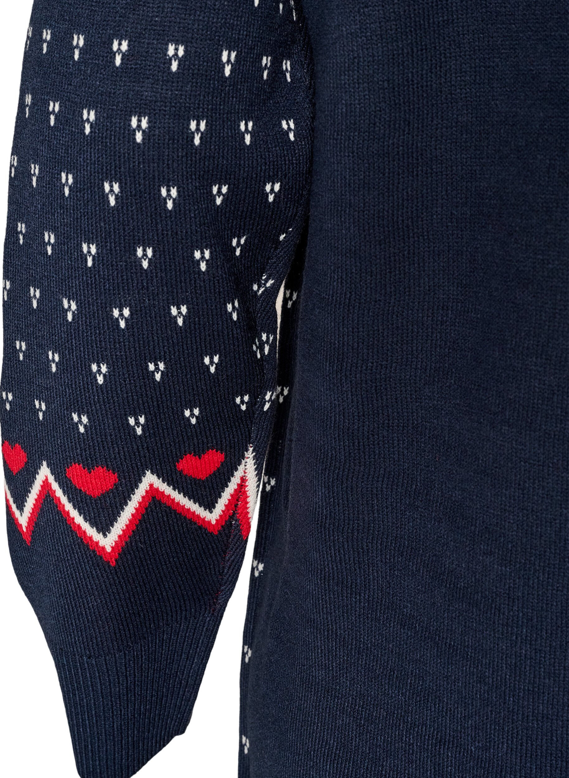 ZizziKorte gebreide jurk met kerstmotief, Blauw, Packshot image number 3