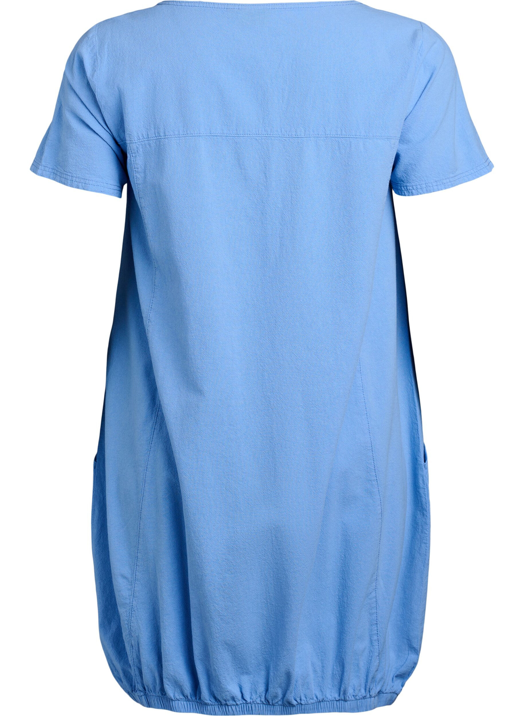 ZizziKatoenen jurk met korte mouwen, Blauw, Packshot image number 1