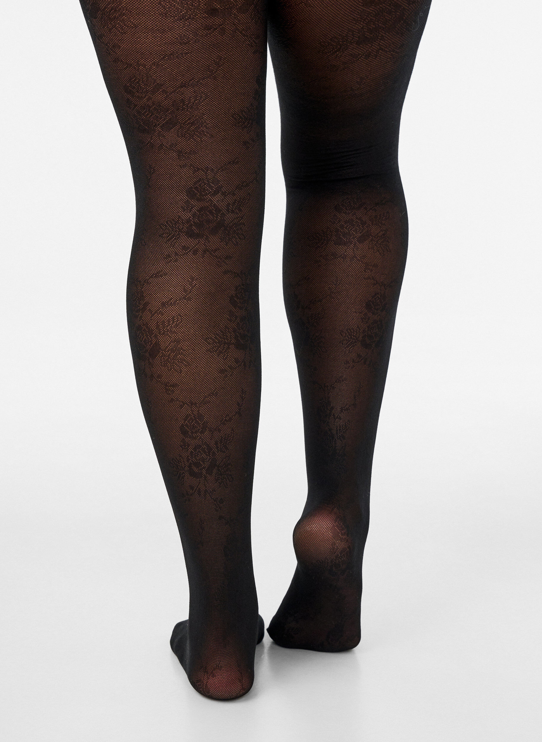 ZizziPanties met bloemenpatroon 30 denier, Zwart, Model image number 3