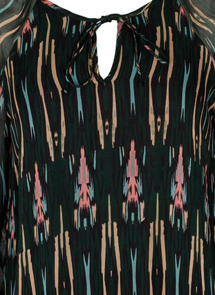 Viscose jurk met koordsluiting en print, Green Comb AOP, Packshot image number 2