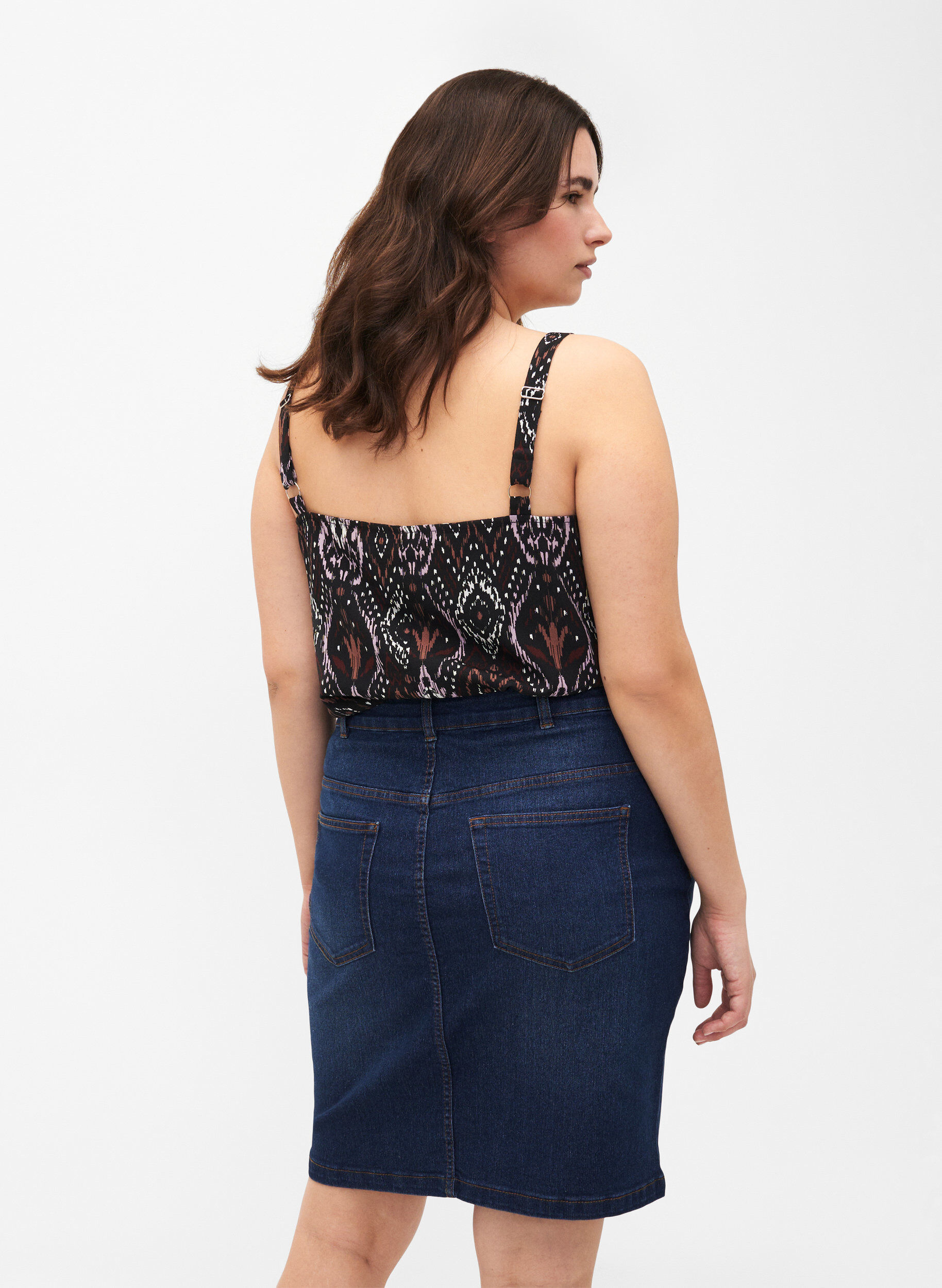 Zizzi Nauwsluitende denim rok, Blauw, Model image number 1