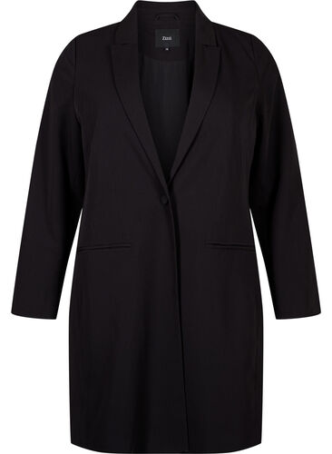 Klassieke lange blazer, Black, Packshot image number 0