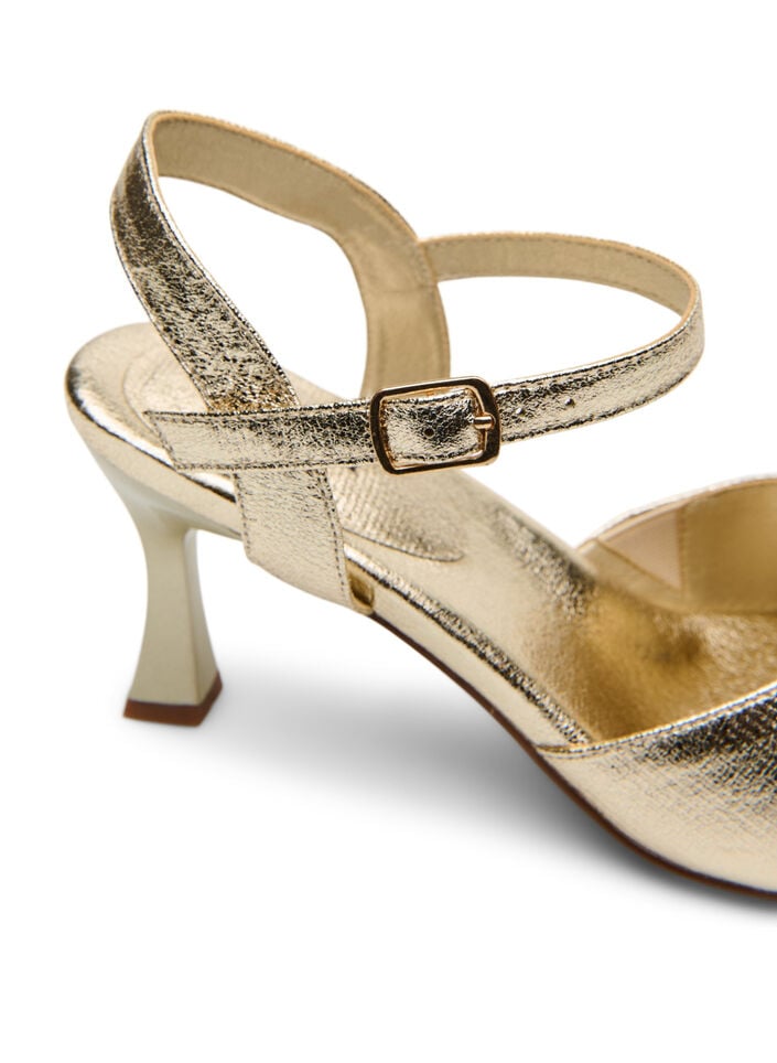 Pumps met een open teen en vierkante neus, Goud, Packshot