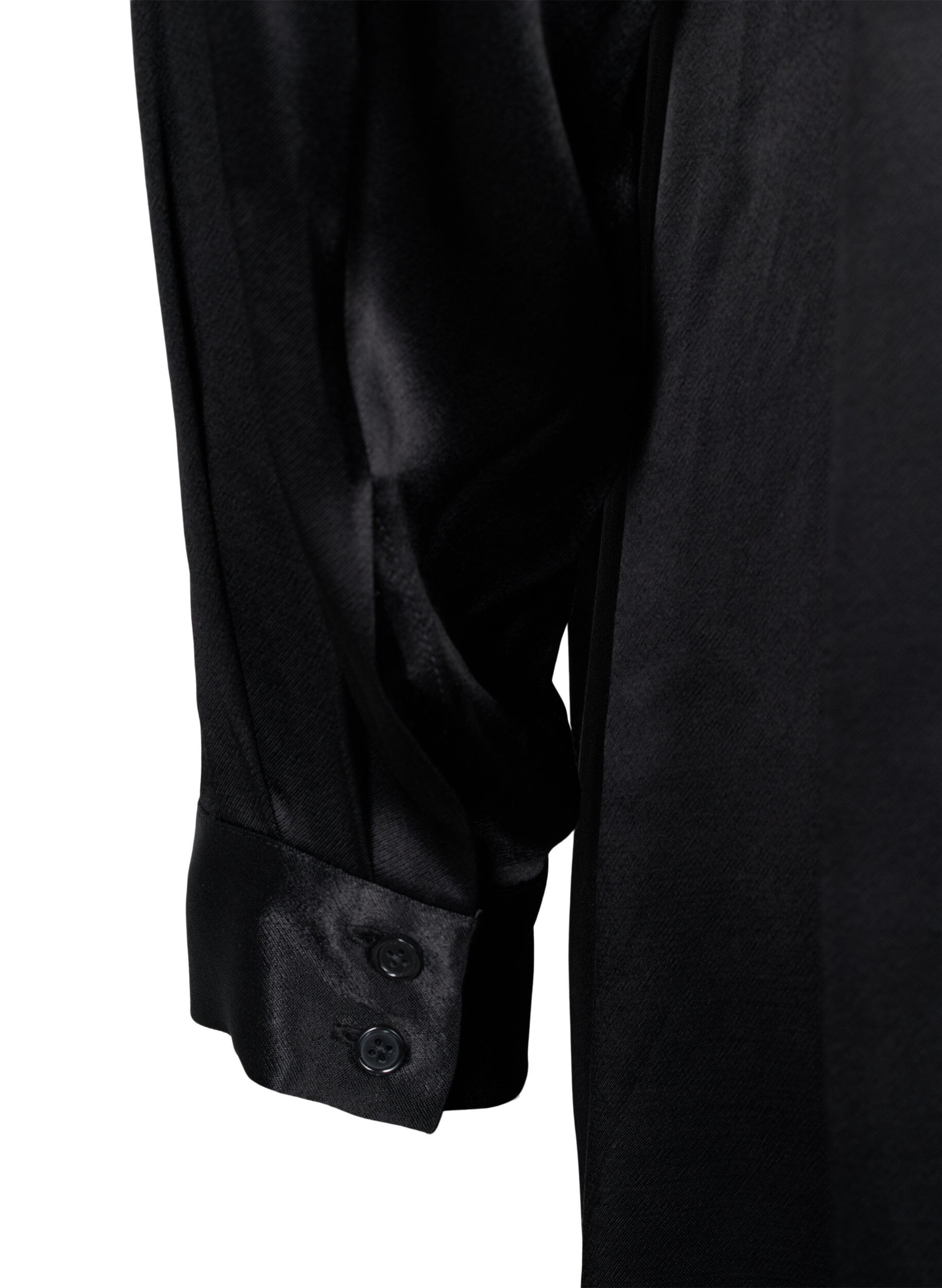 Zizzi Lang glanzend shirt met split, Black, Packshot image number 3