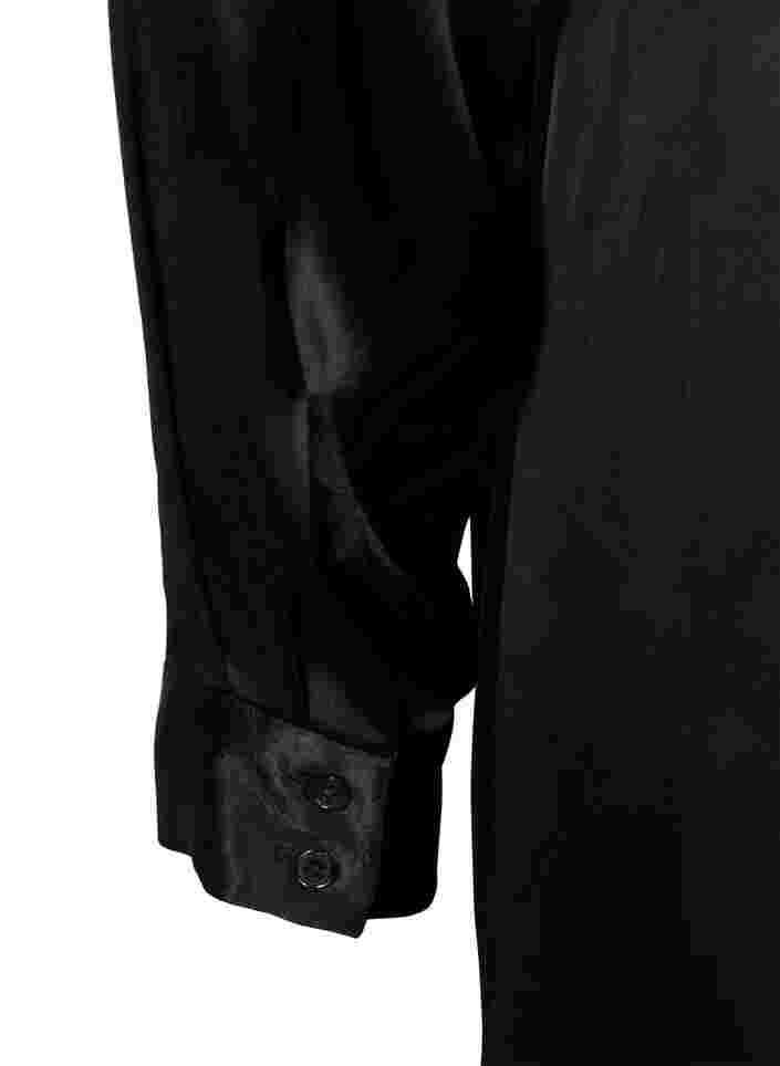 Lang glanzend shirt met split, Black, Packshot image number 3