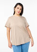 T-shirt met tekstprint en ronde hals, Bruin, Model image number 0