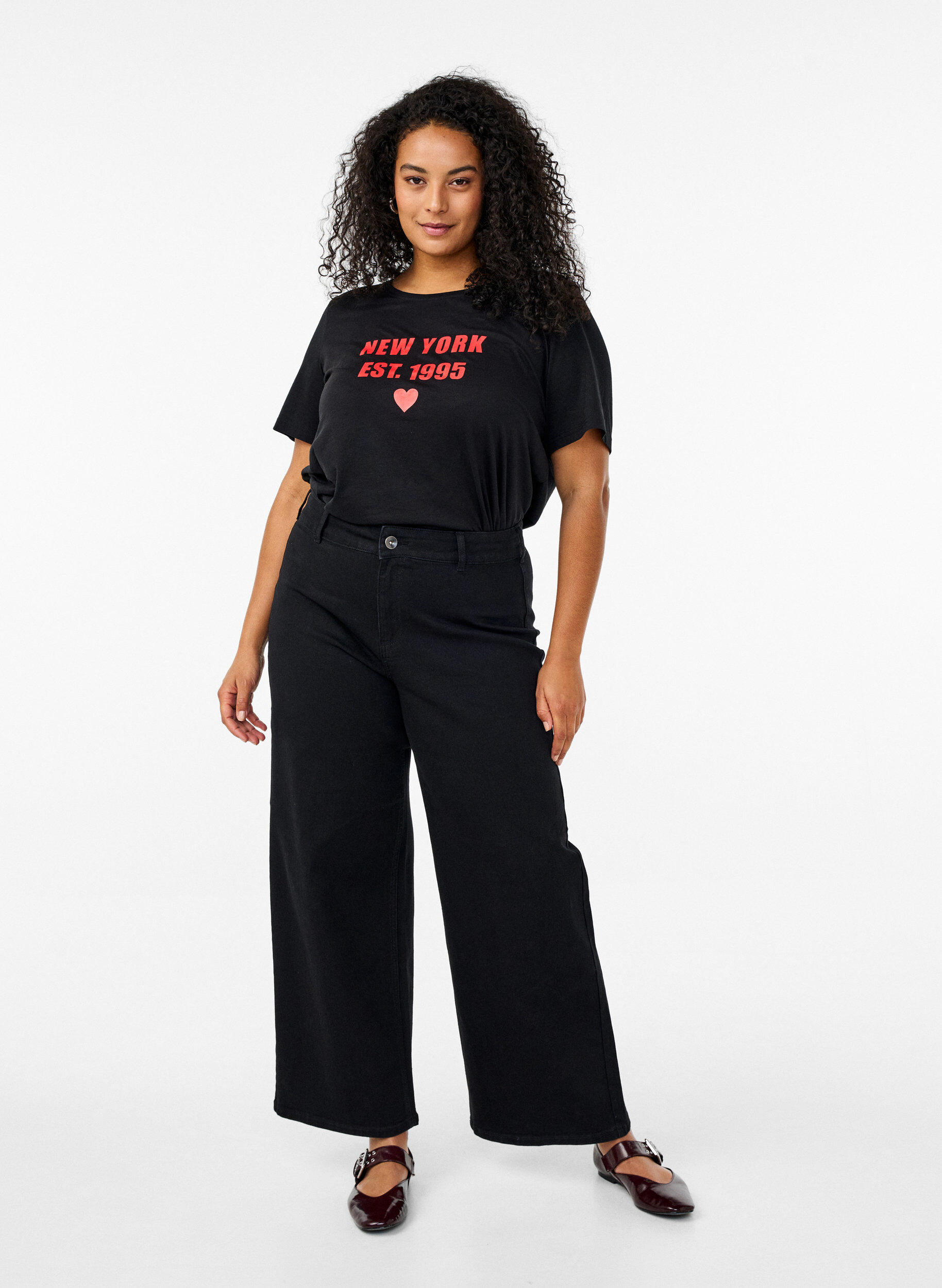 Zizzi FLASH - T-shirt met motief, Zwart, Model image number 1