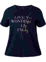 Katoenen t-shirt met korte mouwen en elastische rand, Night Sky W. Live