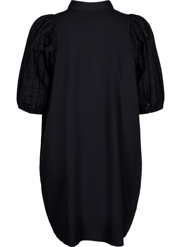 Katoenen overhemdjurk met broderie anglaise, Black, Packshot image number 1