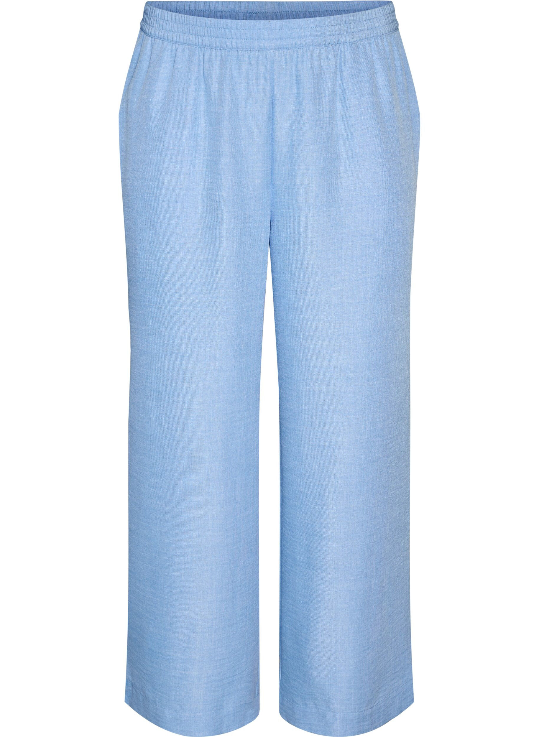 ZizziLosse broek met elastische tailleband en zakken, Blauw, Packshot image number 0