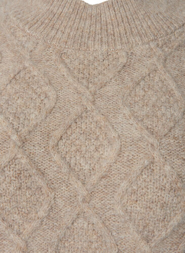 Gebreide trui met col en patroon, Simply Taupe Mel., Packshot image number 2