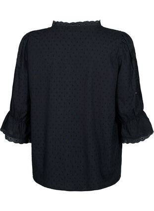 Gestructureerde hemdblouse met anglaise borduurwerk, Black, Packshot image number 1