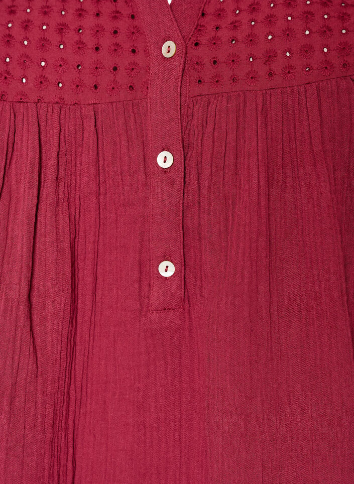 Katoenen mousseline tuniek met broderie anglaise, Rood, Packshot image number 2