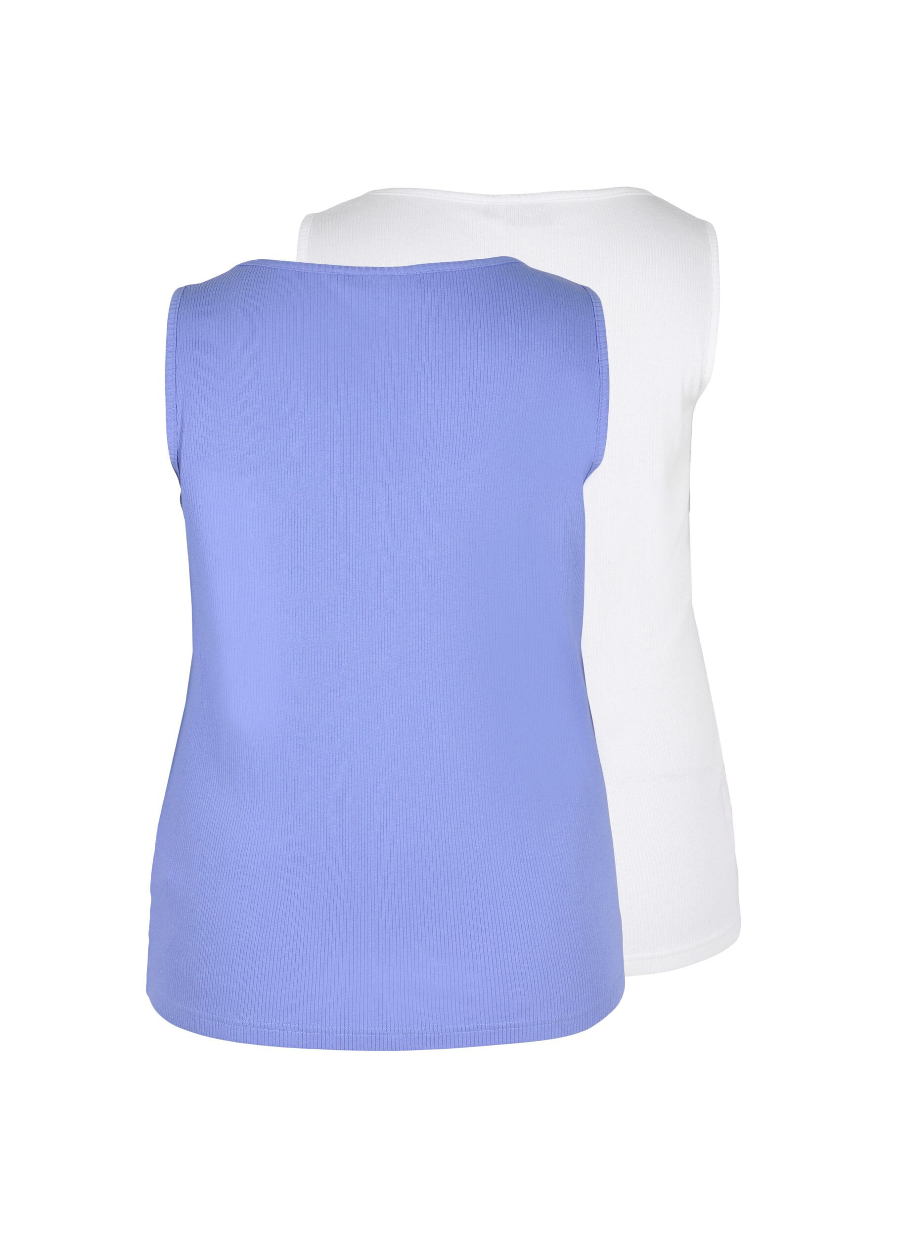 Zizzi 2-pack basic tanktops in rib, Ultramarine/White, Packshot image number 1