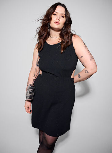 Mouwloze jurk met uitsnijding, Black, Image image number 0