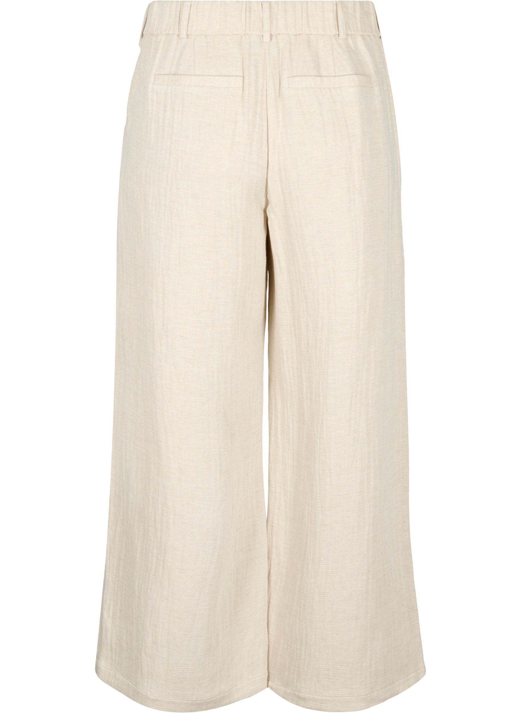 Zizzi Pantalon van een materiaalmix met linnen, Rainy Day, Packshot image number 1