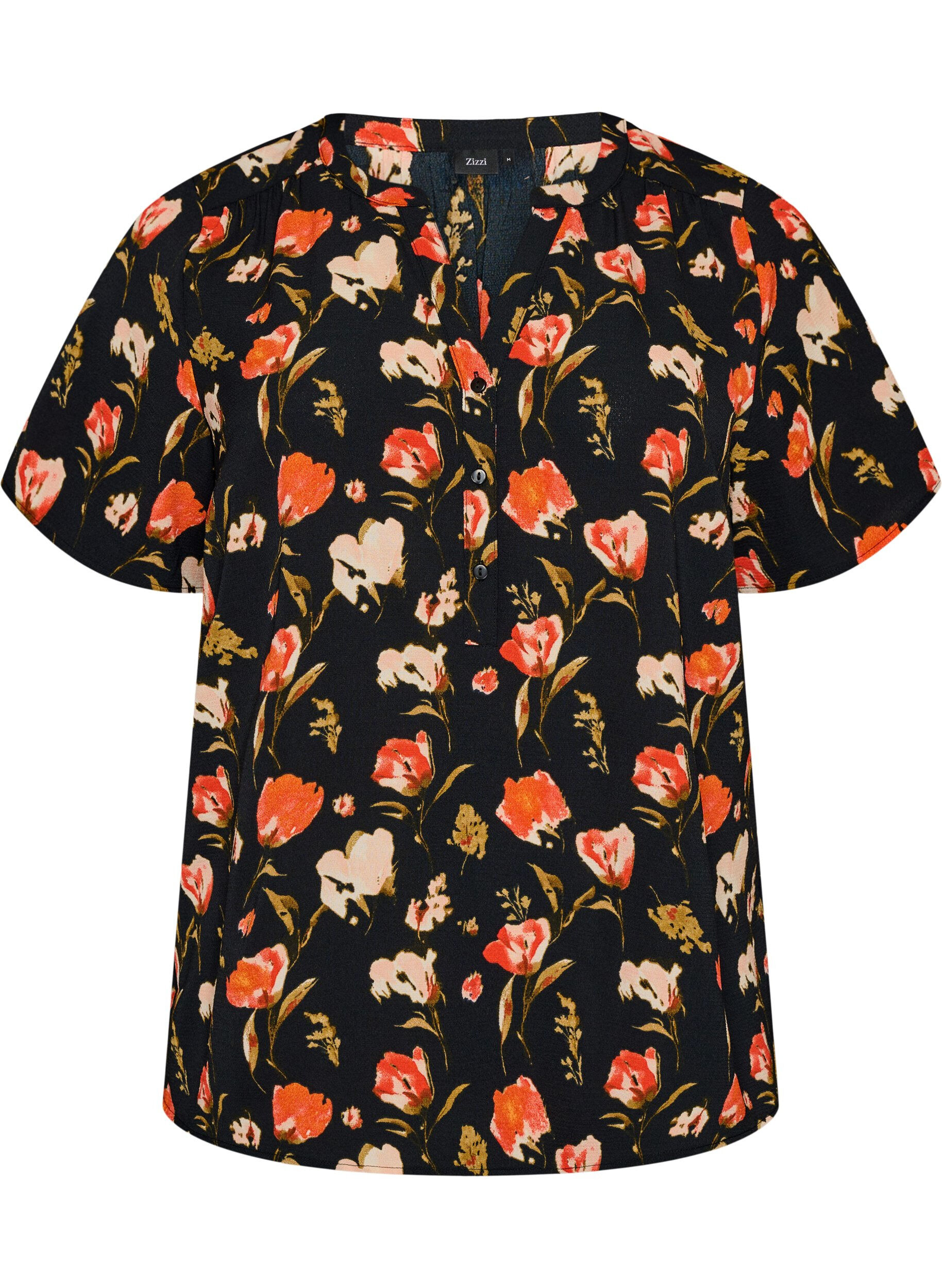 Blouse met korte mouwen en v-halslijn