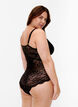 Bodystocking van kant met V-hals, Black, Model image number 1