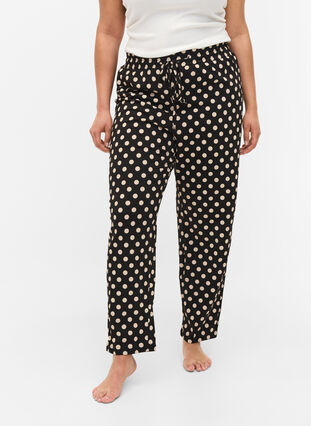 Katoenen pyjama broek , Black W. Angora Dot, Model image number 1